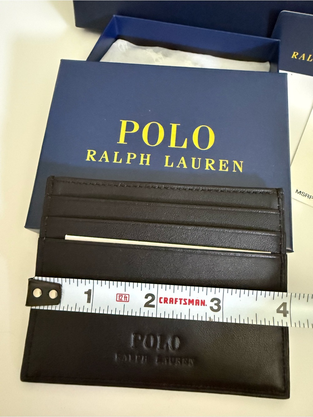 Polo Ralph Lauren Embroidered Ski Bear Leather Card Holder Black NWT OS - Picture 10 of 17